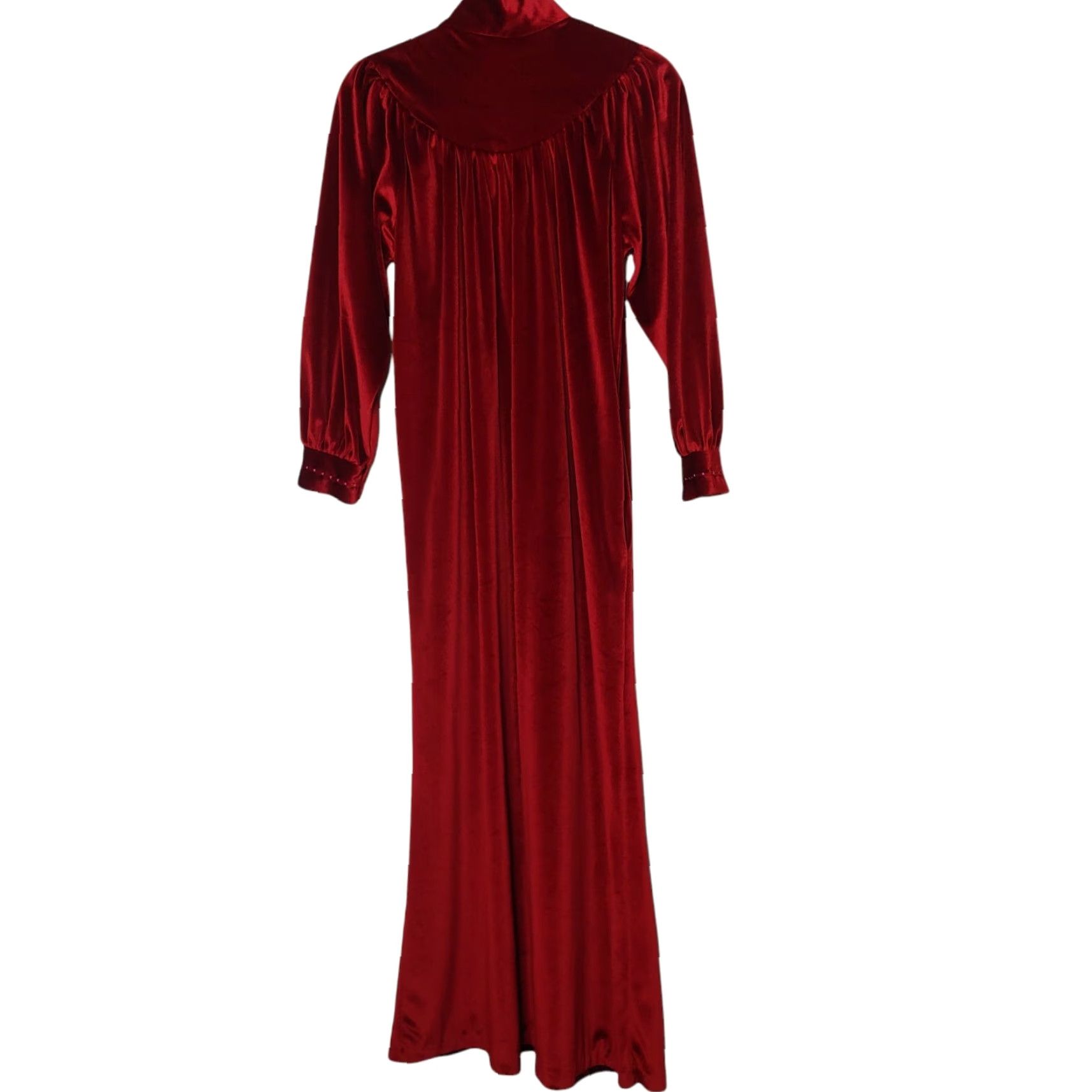 JCPenney VINTAGE JC Penney M Misses Robe Velour 1/2 Zip Long Gown 1980s Maroon Red EUC Womens M 12-14 Size ONE SIZE - 5 Thumbnail