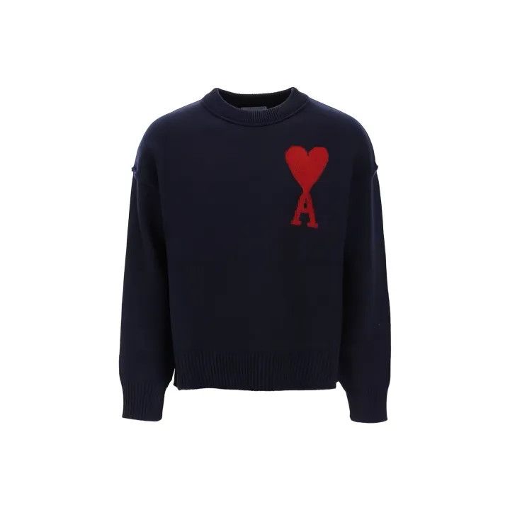 AMI AMIPARIS Letter Heart Embroidered Oversized Sweater 0079 Size US L / EU 52-54 / 3 - 1 Thumbnail