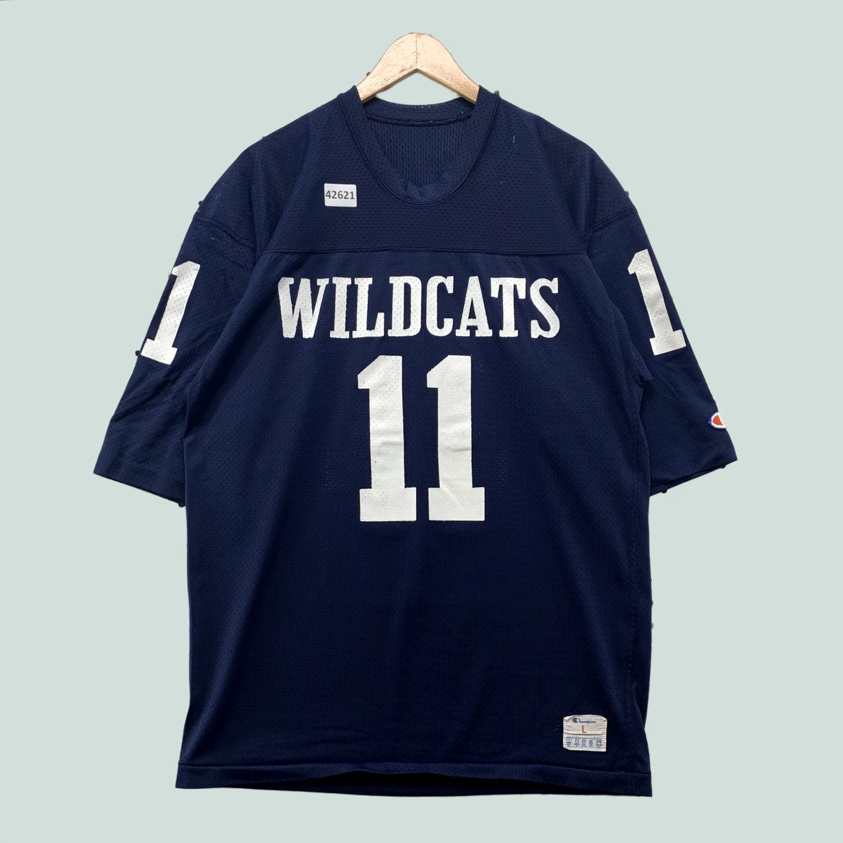 Champion VINTAGE 80s WILDCATS Champion Football Jersey Mens Large #11 Navy Blue Made USA Size US L / EU 52-54 / 3 - 1 Thumbnail