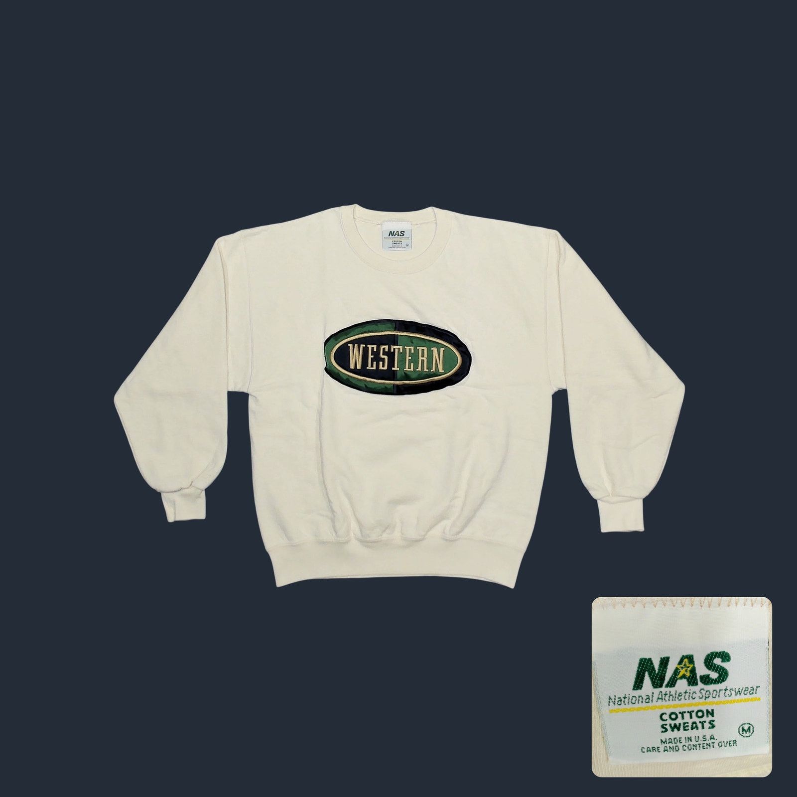 Vintage Vintage 90s NAS Heavyweight Boxy Collegiate Sweatshirt Size L / US 10 / IT 46 - 1 Thumbnail