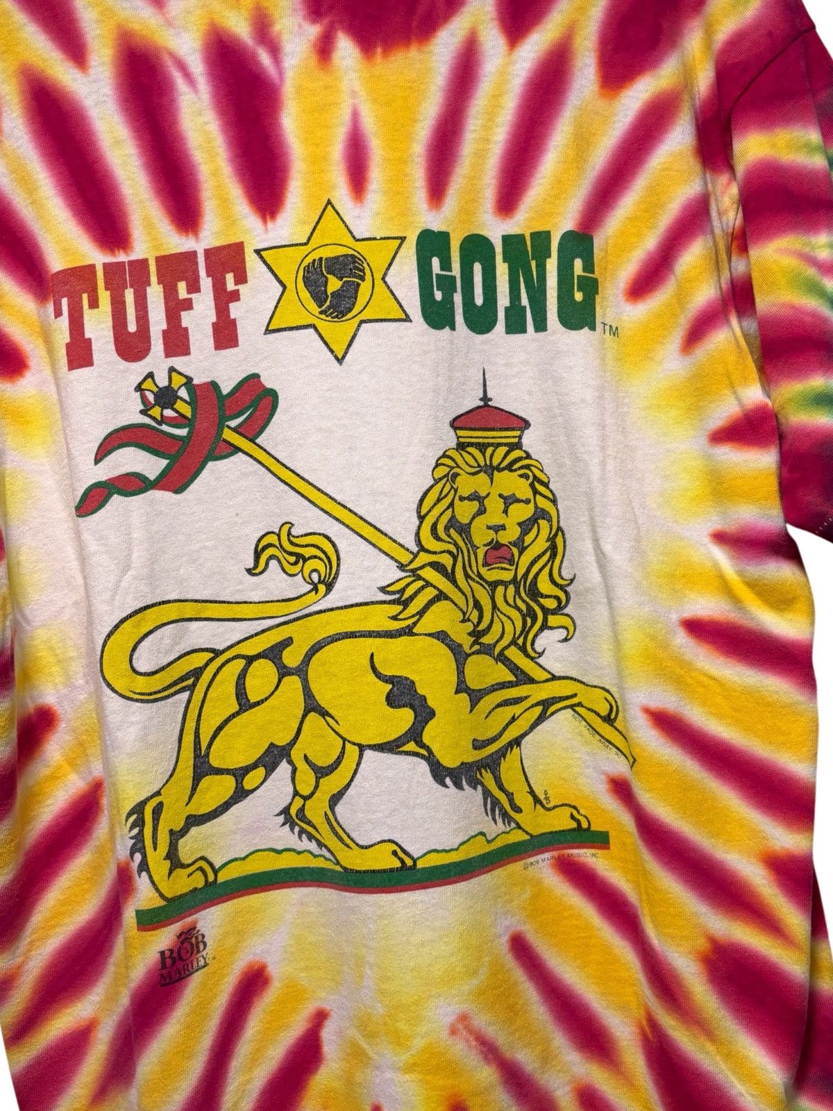 Fruit Of The Loom Vintage 1990 Bob Marley Tie Dye Tuff Gong Rap Size US L / EU 52-54 / 3 - 8 Thumbnail
