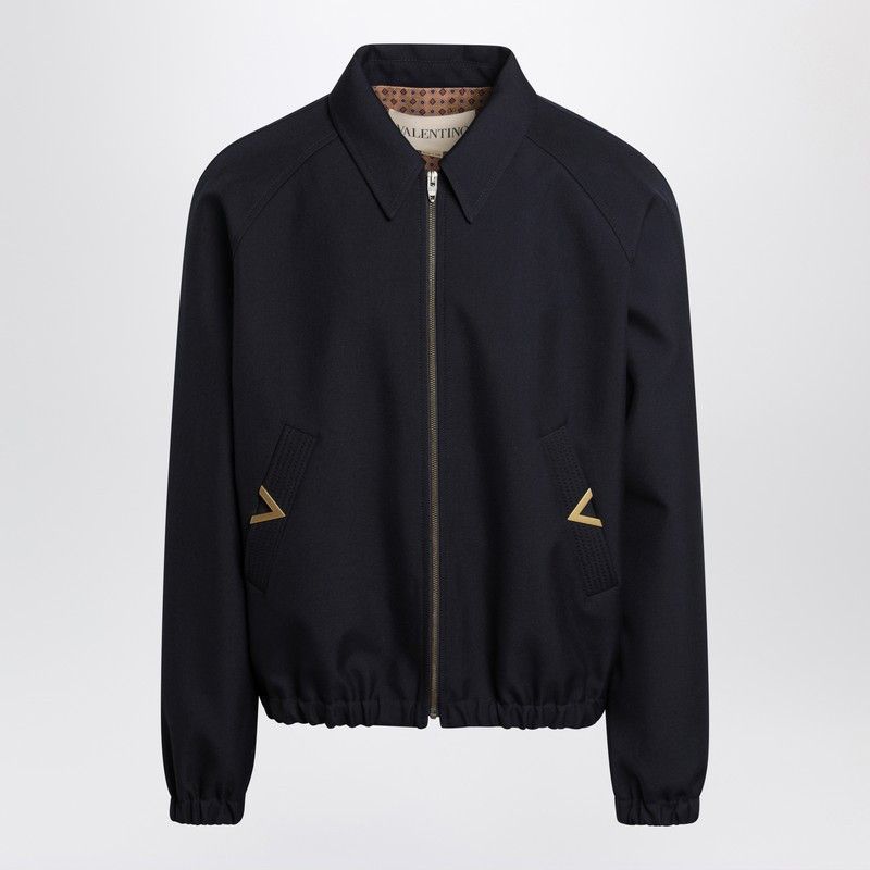 Valentino Valentino Navy Bomber Jacket With Vgold Pockets Size US XL / EU 56 / 4 - 1 Thumbnail