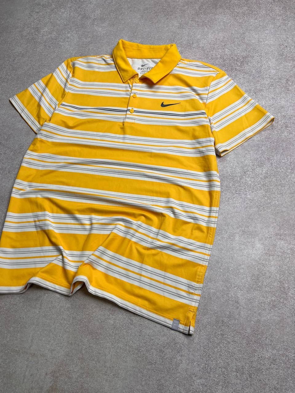 Nike × Vintage Vintage Nike Court Andre Agassi Striped Yellow Polo Shirt M Size US M / EU 48-50 / 2 - 2 Thumbnail