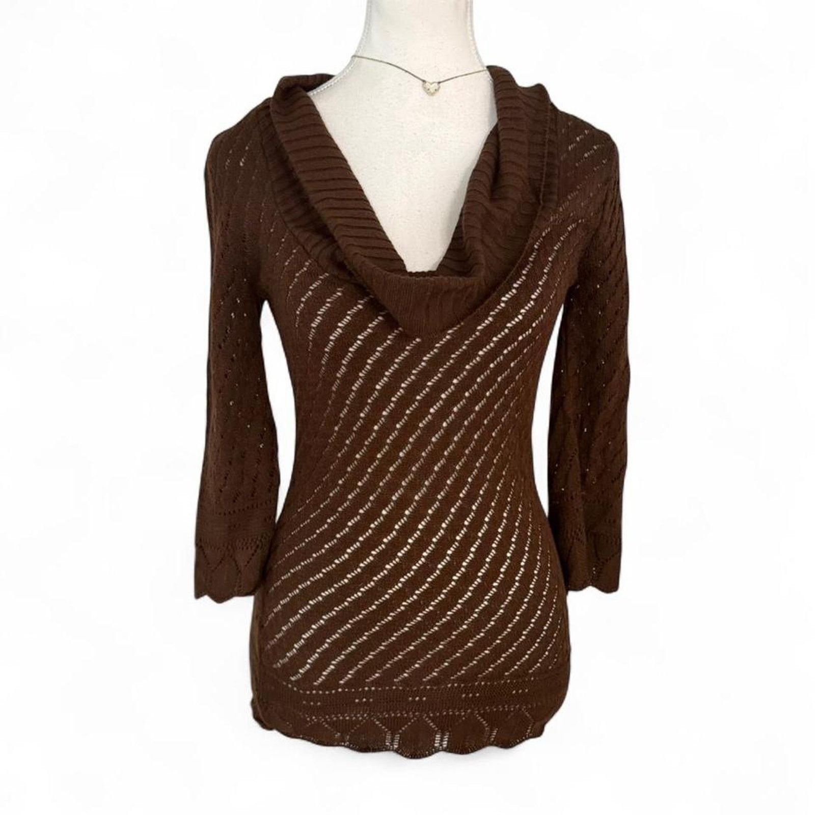 Other Brown cowl neck light weight knitted long sleeve size M Size M / US 6-8 / IT 42-44 - 1 Thumbnail