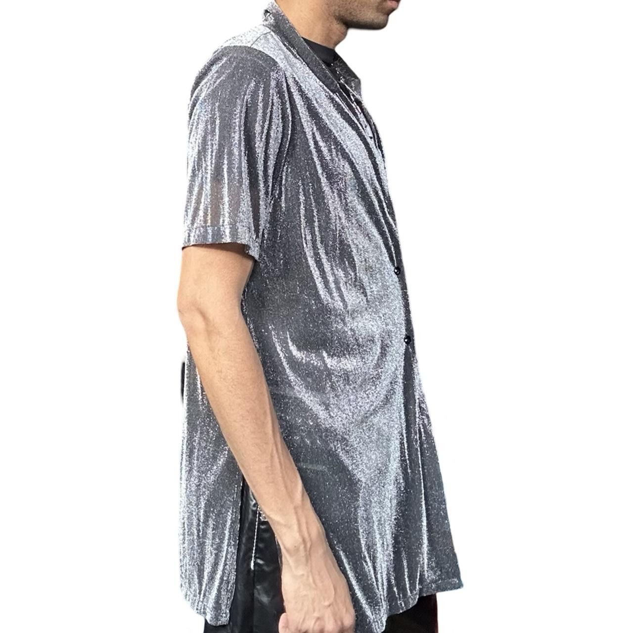 Vintage Vintage Design 36 Black/Silver Sheer Metallic Shirt - Large Size L / US 10 / IT 46 - 6 Thumbnail