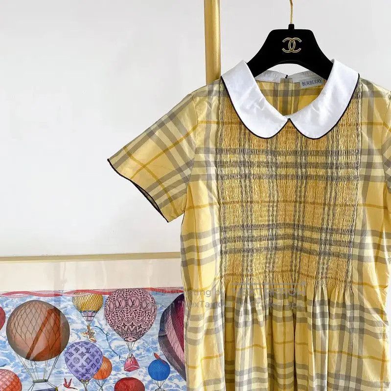 Burberry Burberry Yellow Cotton Short Sleeve Dress. Size L / US 10 / IT 46 - 5 Thumbnail