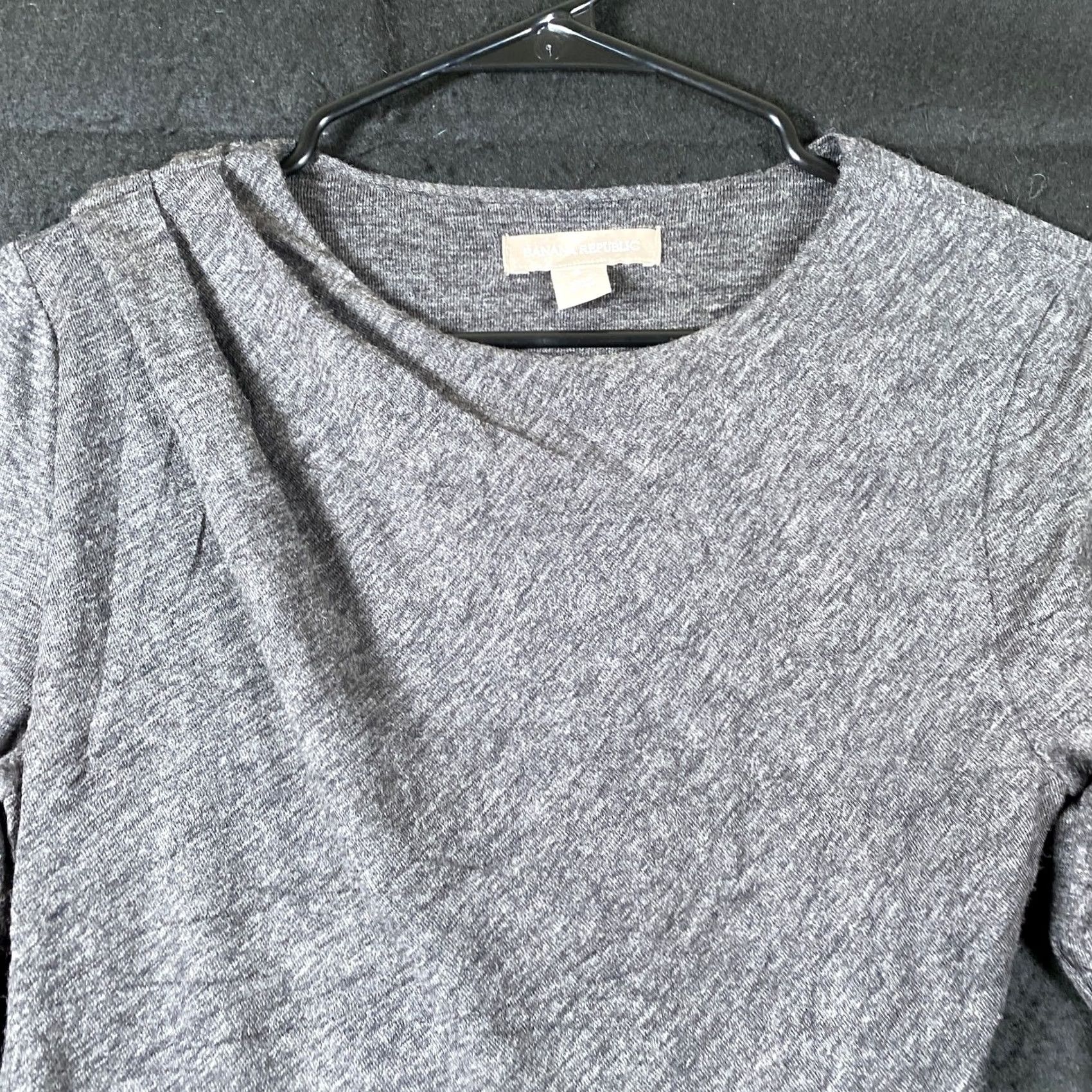 Banana Republic Banana Republic Dress Gray Ruched Round Neck Long Sleeve Stretch S Women Clothes Casual Workwear Size S / US 4 / IT 40 - 2 Thumbnail