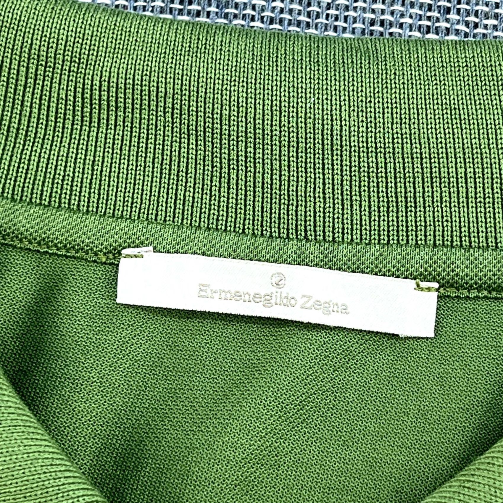 Ermenegildo Zegna Ermenegildo Zegna Polo Shirt Mens 3XL Green Short Sleeve Front Pocket Cotton Size US XXL / EU 58 / 5 - 5 Thumbnail
