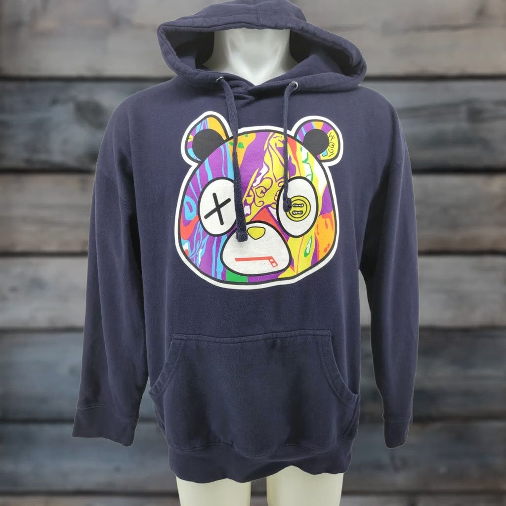 J Brand Imaginary Brand Distressed Bear Hoodie Blue XL Men's Pullover Cotton Solid Size US XL / EU 56 / 4 - 1 Thumbnail