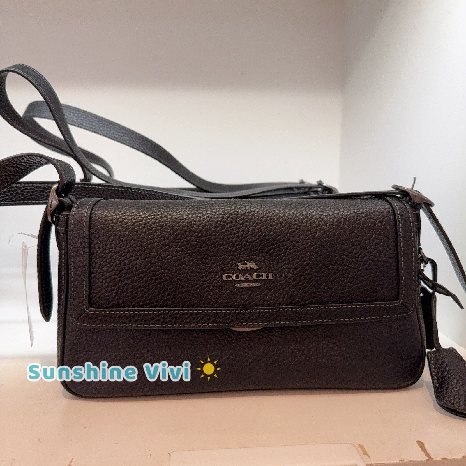 Coach NWT Coach Etta Small Flap Shoulder Bag Black CCV64 Leather Size ONE SIZE - 1 Thumbnail