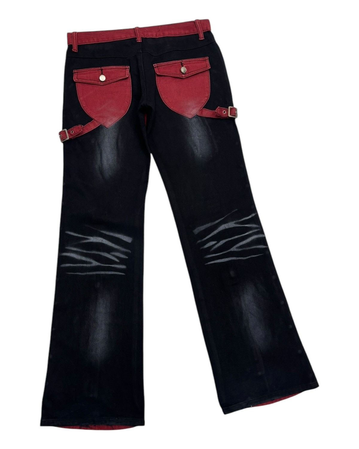 Tornado Mart 🔥BERNING SHO PUNK GOTHIC ZIPPER DISTRESSED DENIM JEANS Size US 32 / EU 48 - 4 Thumbnail