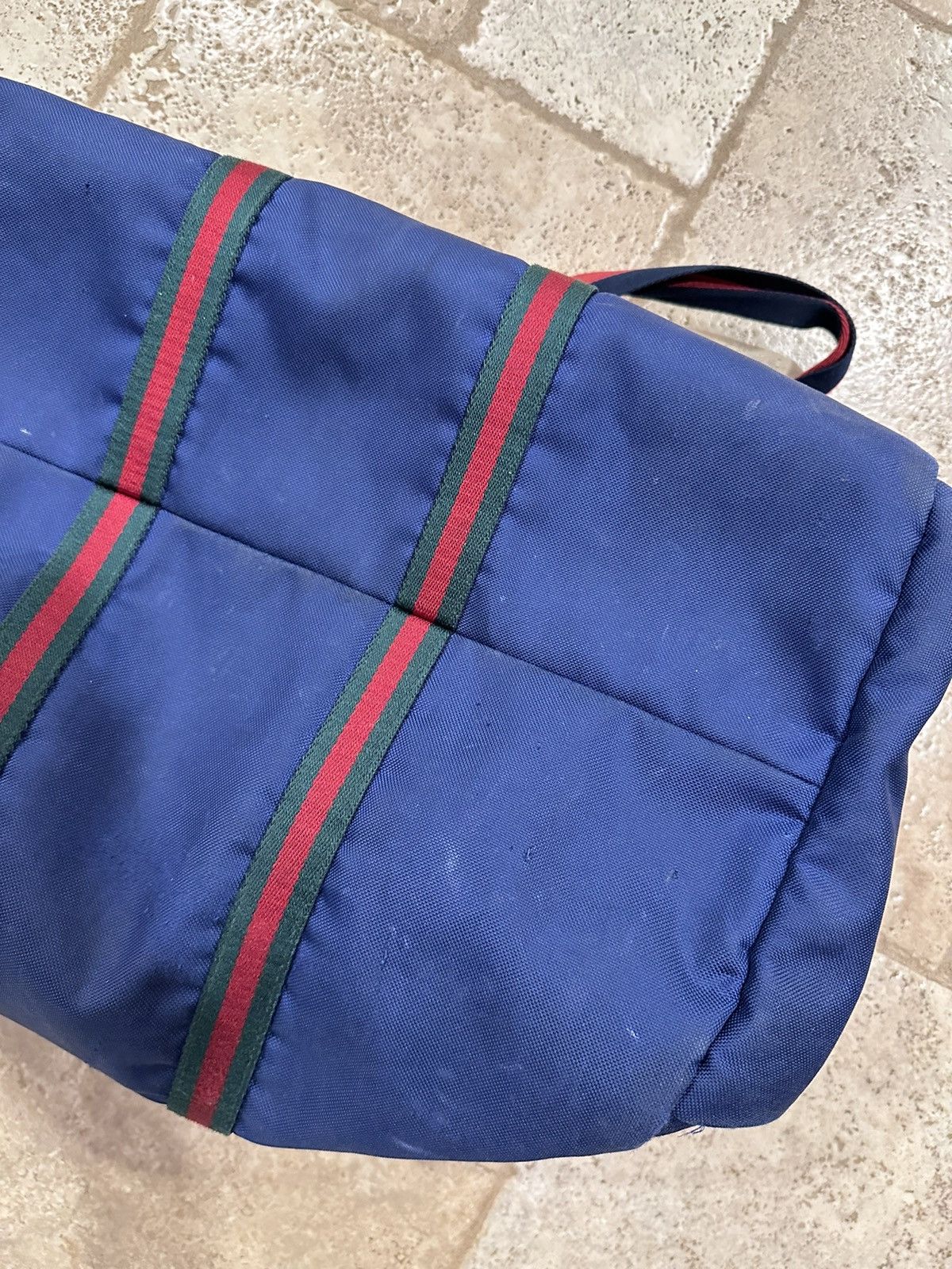 Gucci Gucci Navy Cotton / Canvas Duffle Logo Bag Size ONE SIZE - 14 Thumbnail