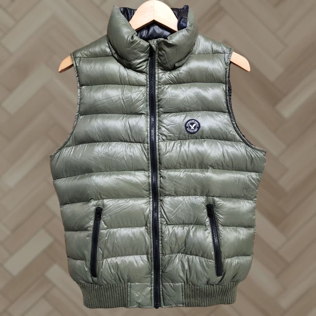 American Eagle Outfitters American Eagle Womens Vest Green Duck Down Full Zip Sleeveless Large L Size L / US 10 / IT 46 - 1 Thumbnail