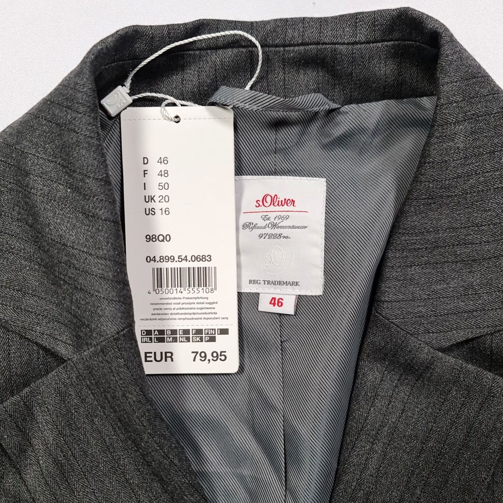 s.Oliver S.Oliver Womens Blazer Grey 20 UK Stripe Pattern Jacket Size 3XL / US 20-22 - 3 Thumbnail