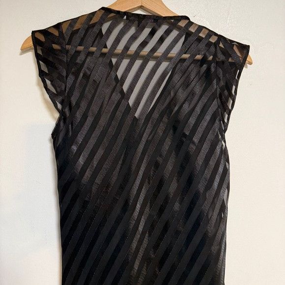 Other Grayson Riley Black Sheer Striped Dress w Slip – Sz S Size S / US 4 / IT 40 - 6 Thumbnail
