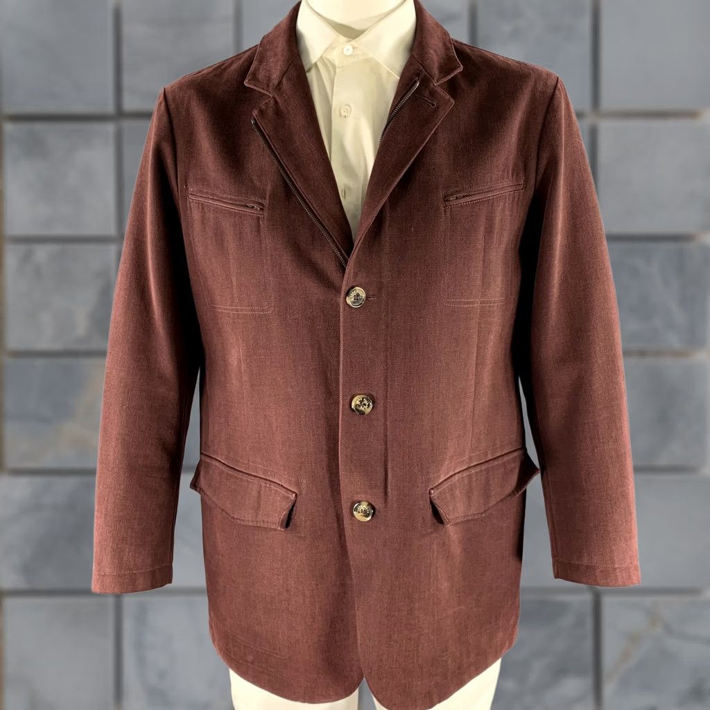 Loro Piana LORO PIANA Jacket Mens XL Burgundy Size Cotton Zip Size US XL / EU 56 / 4 - 1 Thumbnail