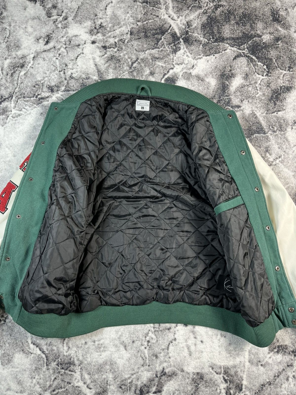 Karl Kani Karl Kani Varsity Jacket Green White Spell Out L Size US L / EU 52-54 / 3 - 14 Thumbnail