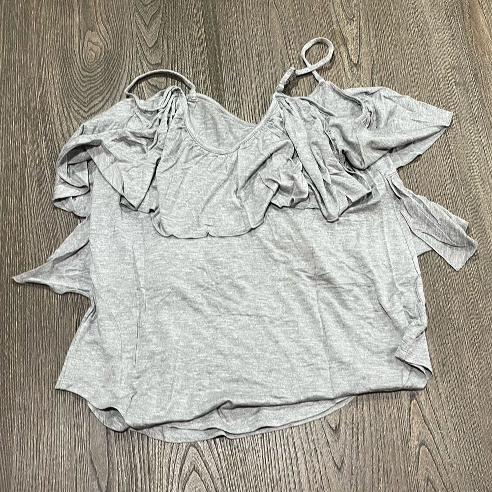 Vintage NWT Chaser Light Gray Ruffled Spaghetti Strap Tank Top Sz M Size M / US 6-8 / IT 42-44 - 5 Thumbnail