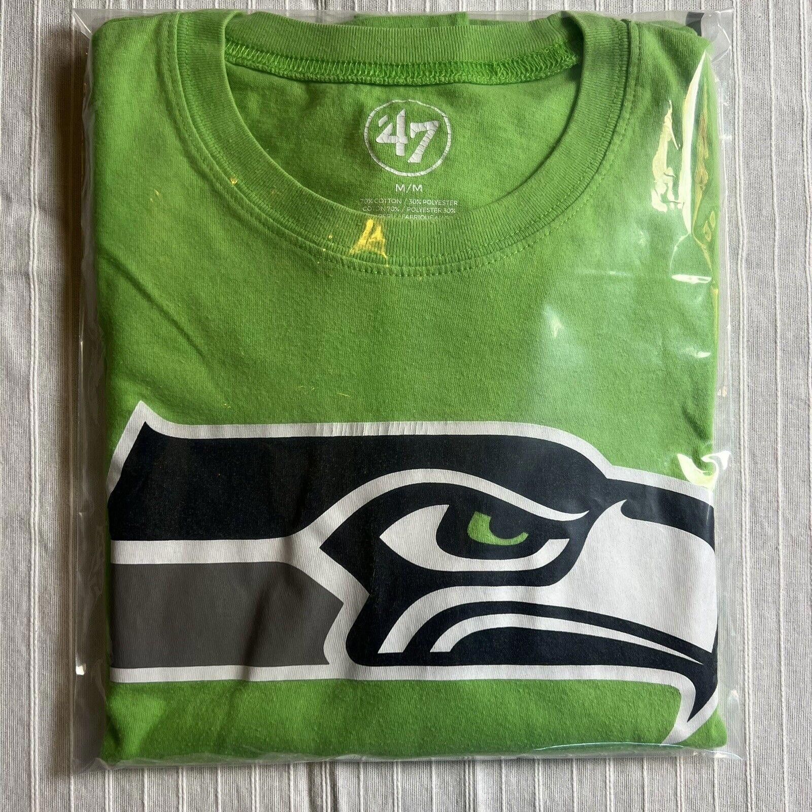 Designer '47 Seattle Seahawks Logo T-Shirt Mens M Neon Green NFL Size US M / EU 48-50 / 2 - 7 Thumbnail