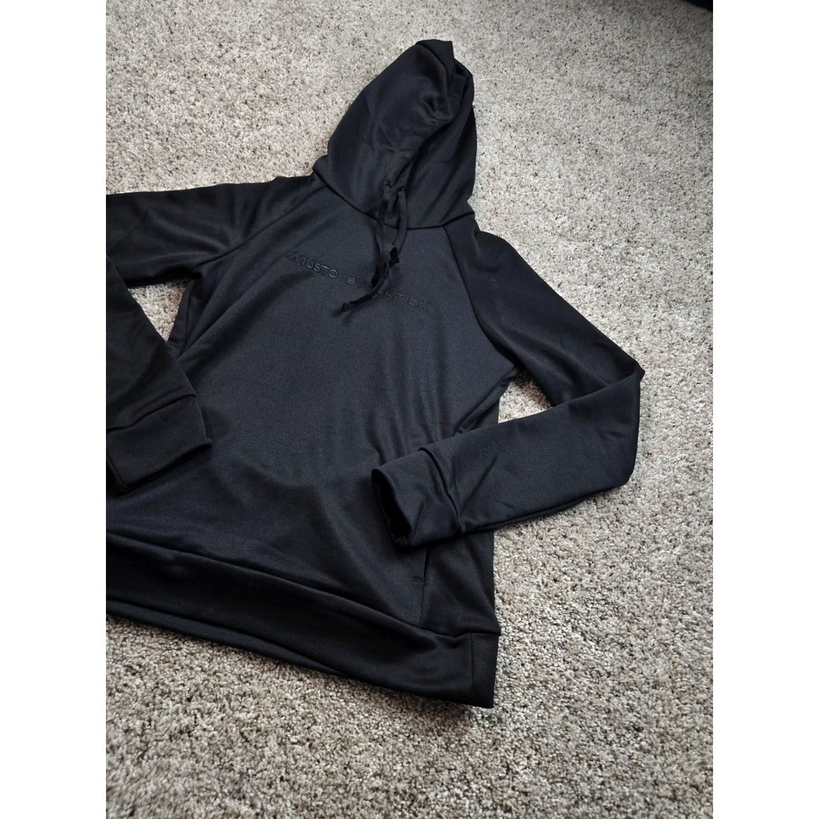 Musto MUSTO Evolution Tech Hoodie Womens 4 Black NWT Pulse Raglan Sleeve Logo Pocket Crew Neck Pullover Sweatshirt All Seasons Lightweight Activewear Fall Size S / US 4 / IT 40 - 2 Thumbnail