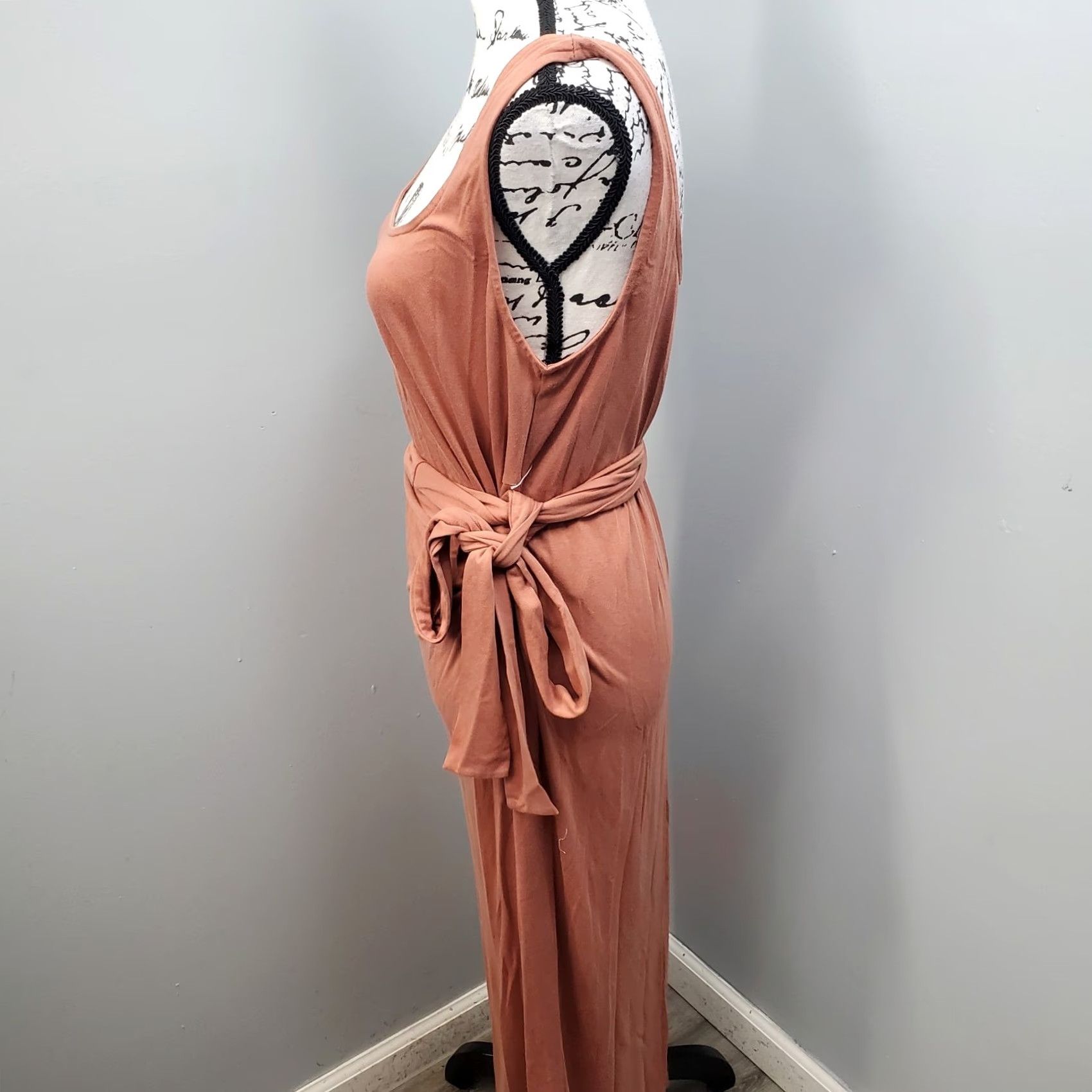 Ann Taylor Ann Taylor Factory Long Dress Womens L Pink Tie Waisted Stretch Strap Maxi Sleeveless - Durable RayonDress Size L / US 10 / IT 46 - 5 Thumbnail