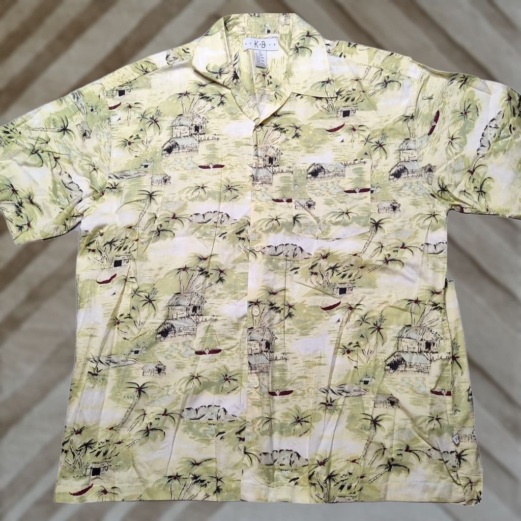 Vintage VINTAGE KB Classics Men XL Yellow Allover Print Cotton Hawaiian Camp Shirt Size US XL / EU 56 / 4 - 1 Thumbnail