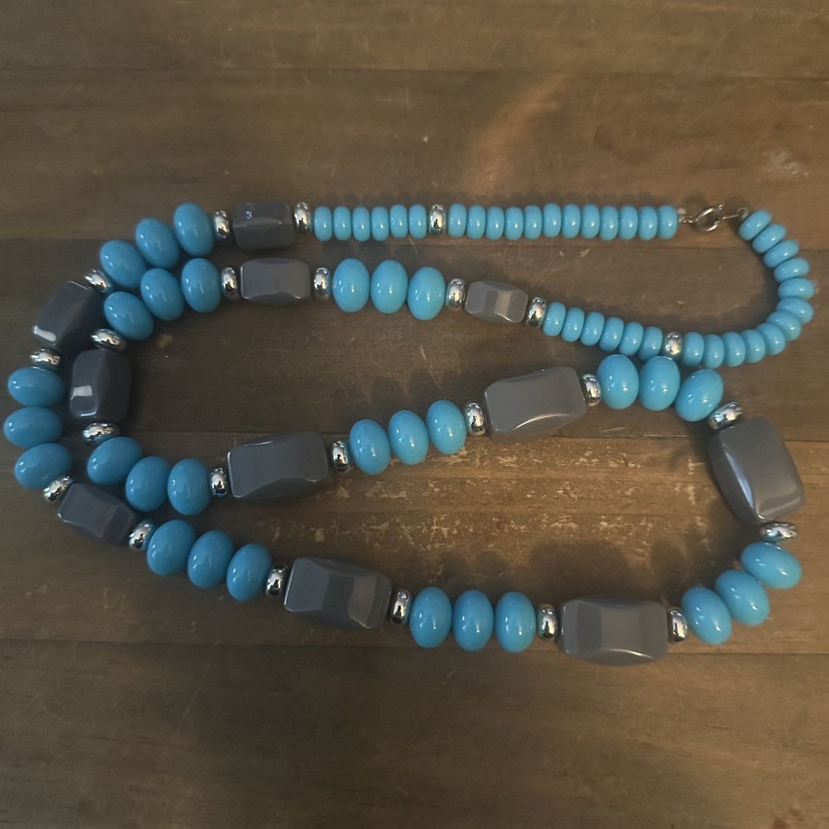 Vintage Vintage blue and gray long bead necklace Size ONE SIZE - 2 Thumbnail