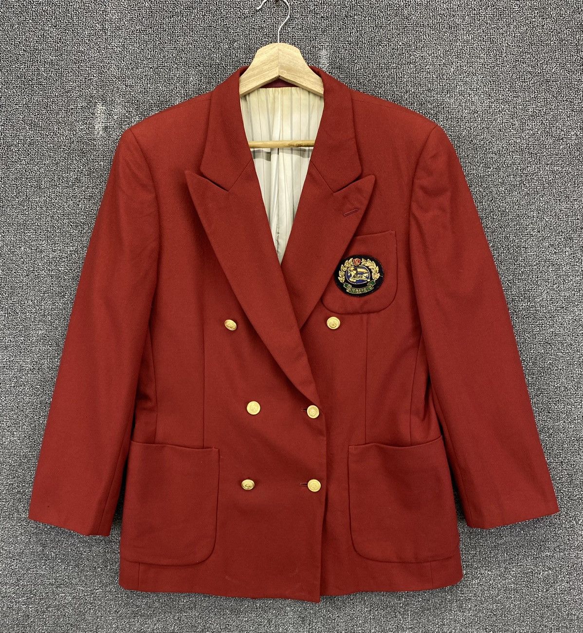 Burberry Vintage Burberry Rare Red Wool Blazer Coat Jacket Size US M / EU 48-50 / 2 - 1 Thumbnail