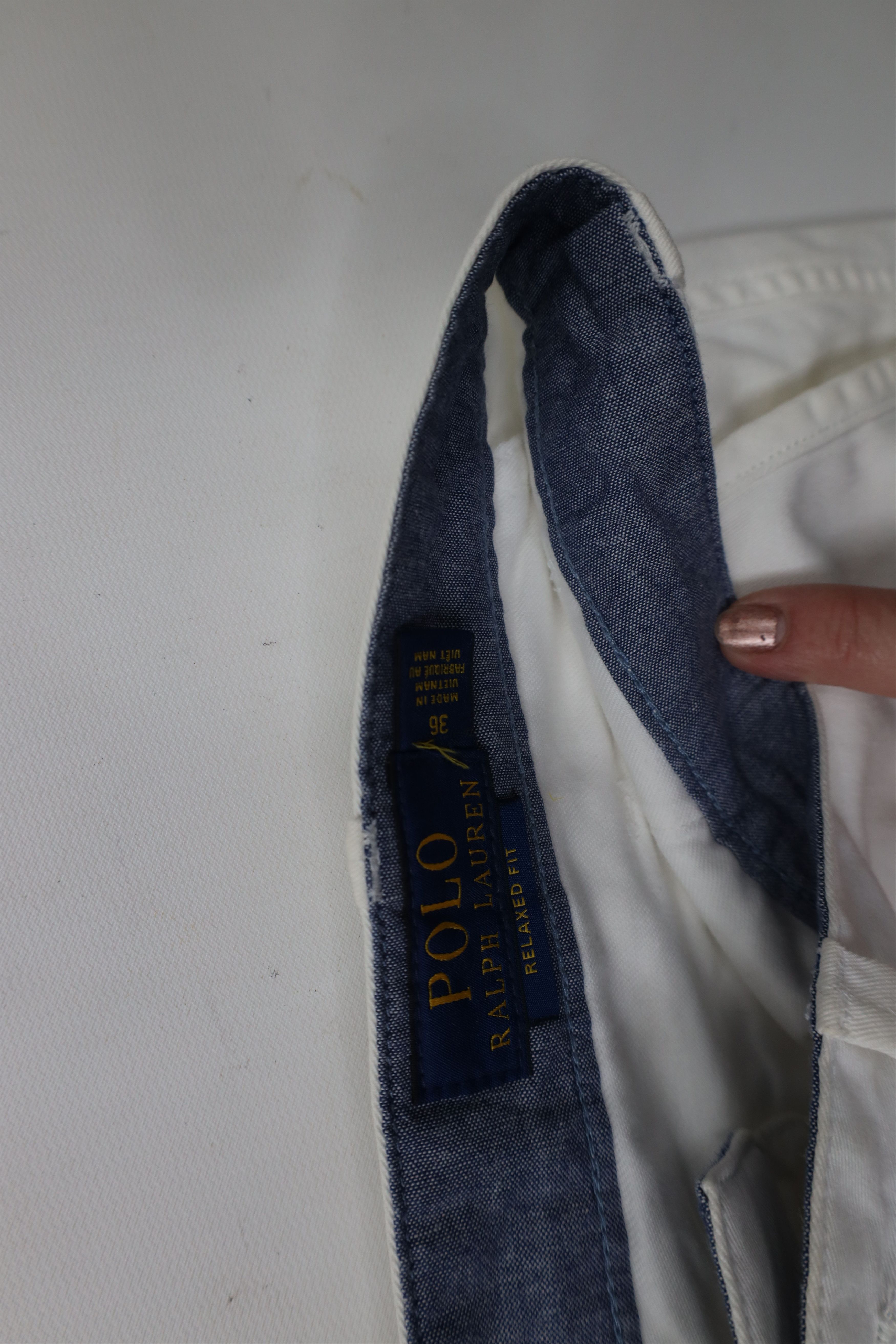 Ralph Lauren × Vintage Vintage Ralph Lauren Relaxed Fit Chino Shorts White Cotton Size US 36 / EU 52 - 7 Thumbnail