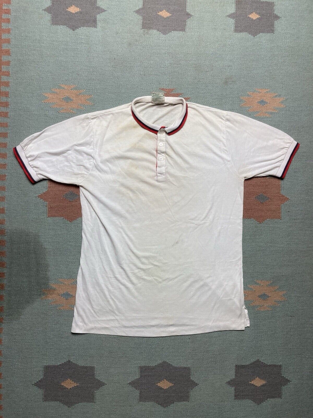 Vintage Vintage 70s polo shirt striped ringer soft thin worn large Size US L / EU 52-54 / 3 - 1 Thumbnail
