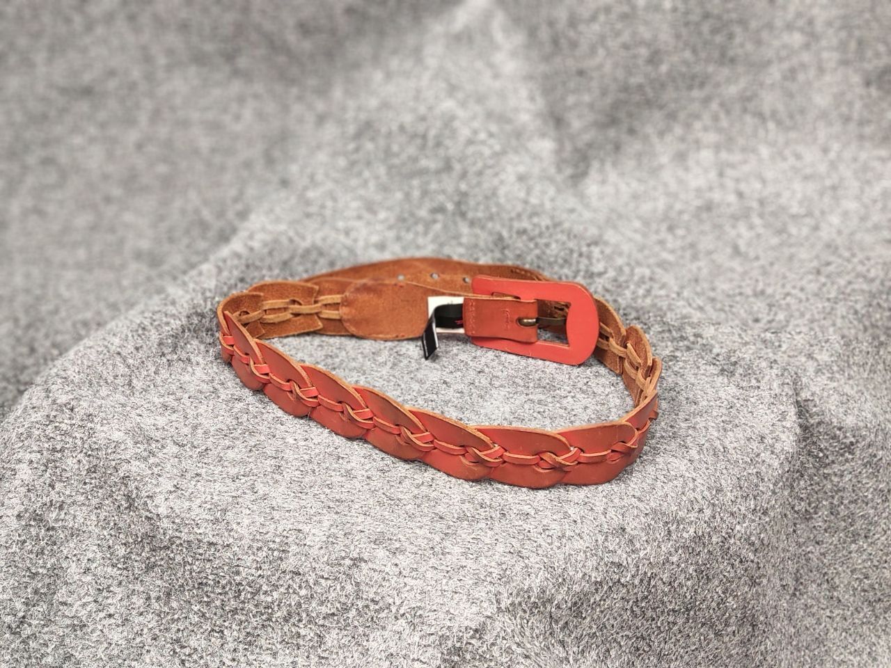 Diesel Vintage Diesel Brown Leather Braided Orange belt Y2K Style Size ONE SIZE - 5 Thumbnail