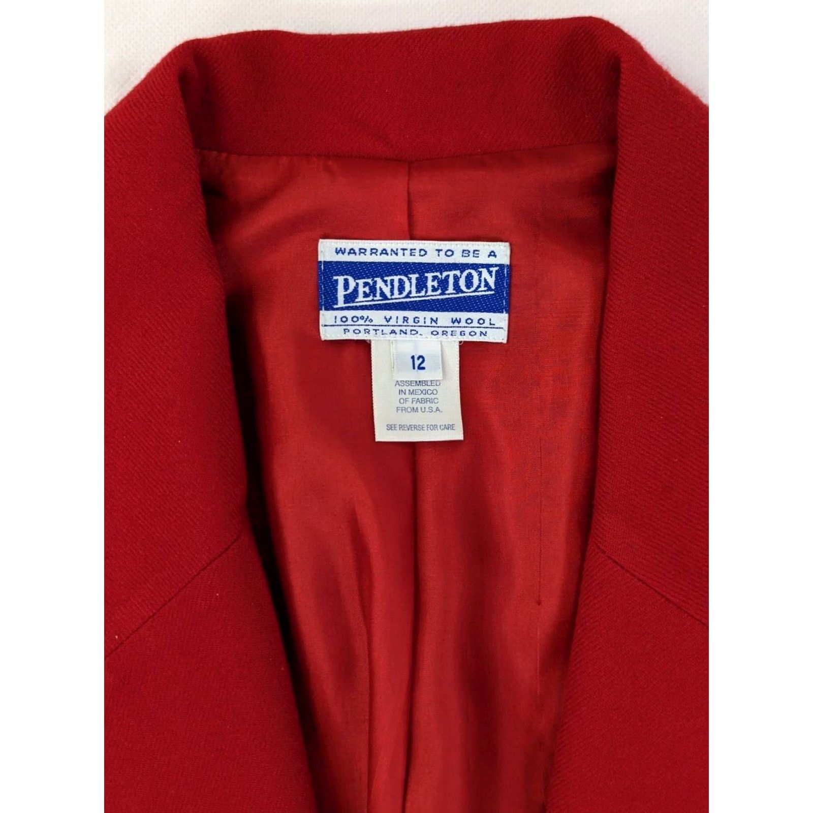 Pendleton Pendleton Blazer Jacket WOMENS 12 Red Wool Check Mid-Length Button Vintage: No (Keep as original) Size XL / US 12-14 / IT 48-50 - 4 Thumbnail