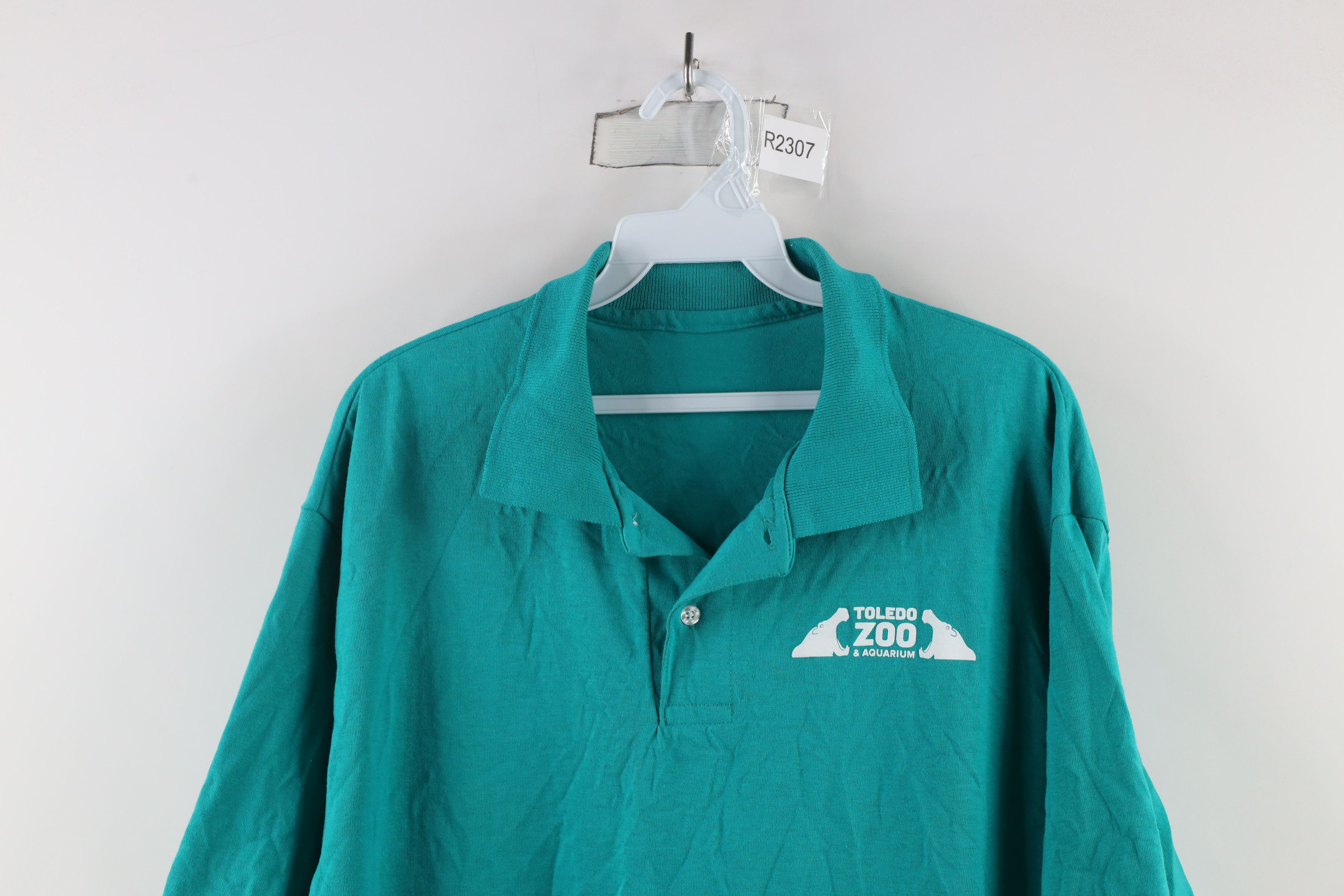 Vintage Vintage 90s Toledo Zoo & Aquarium Collared Polo Shirt Teal Size US L / EU 52-54 / 3 - 2 Thumbnail