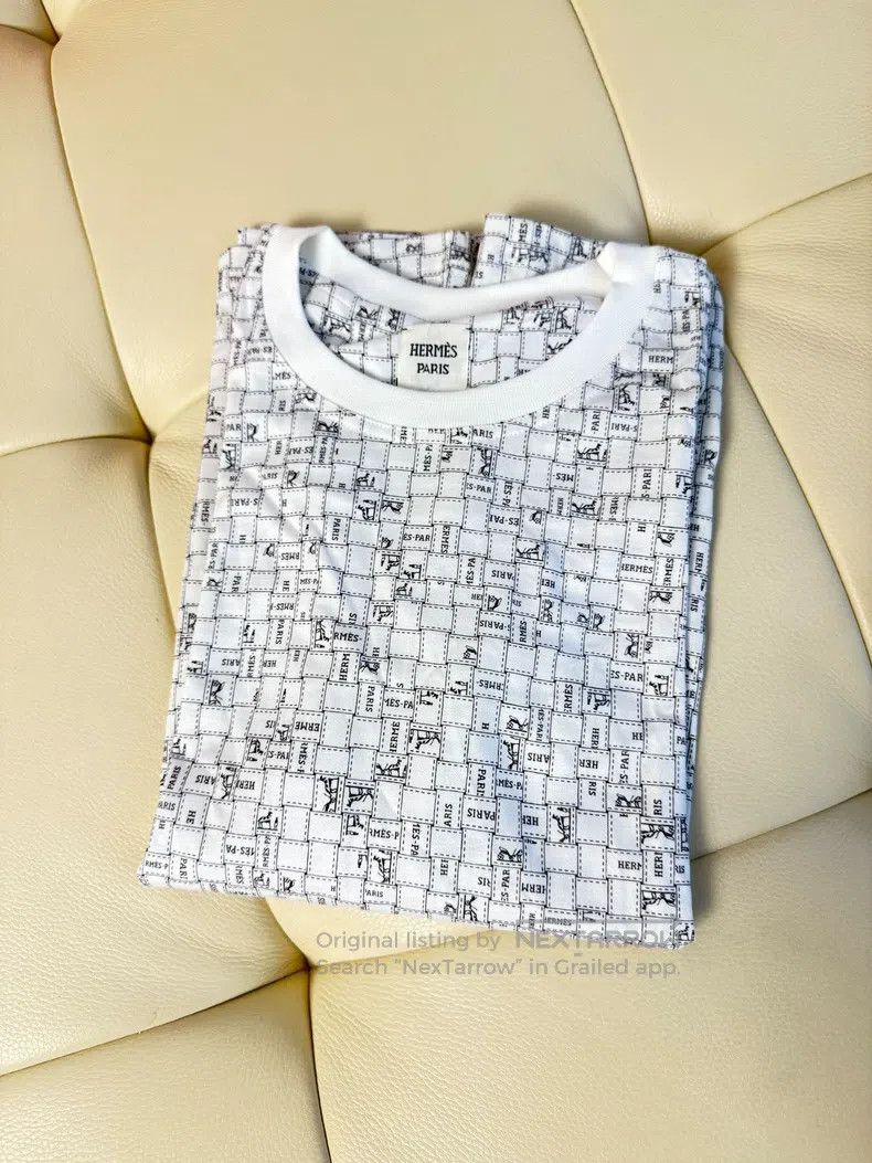 Hermes Hermes Pure Cotton White Carriage Pattern Small Checkered Size XS / US 0-2 / IT 36-38 - 5 Thumbnail