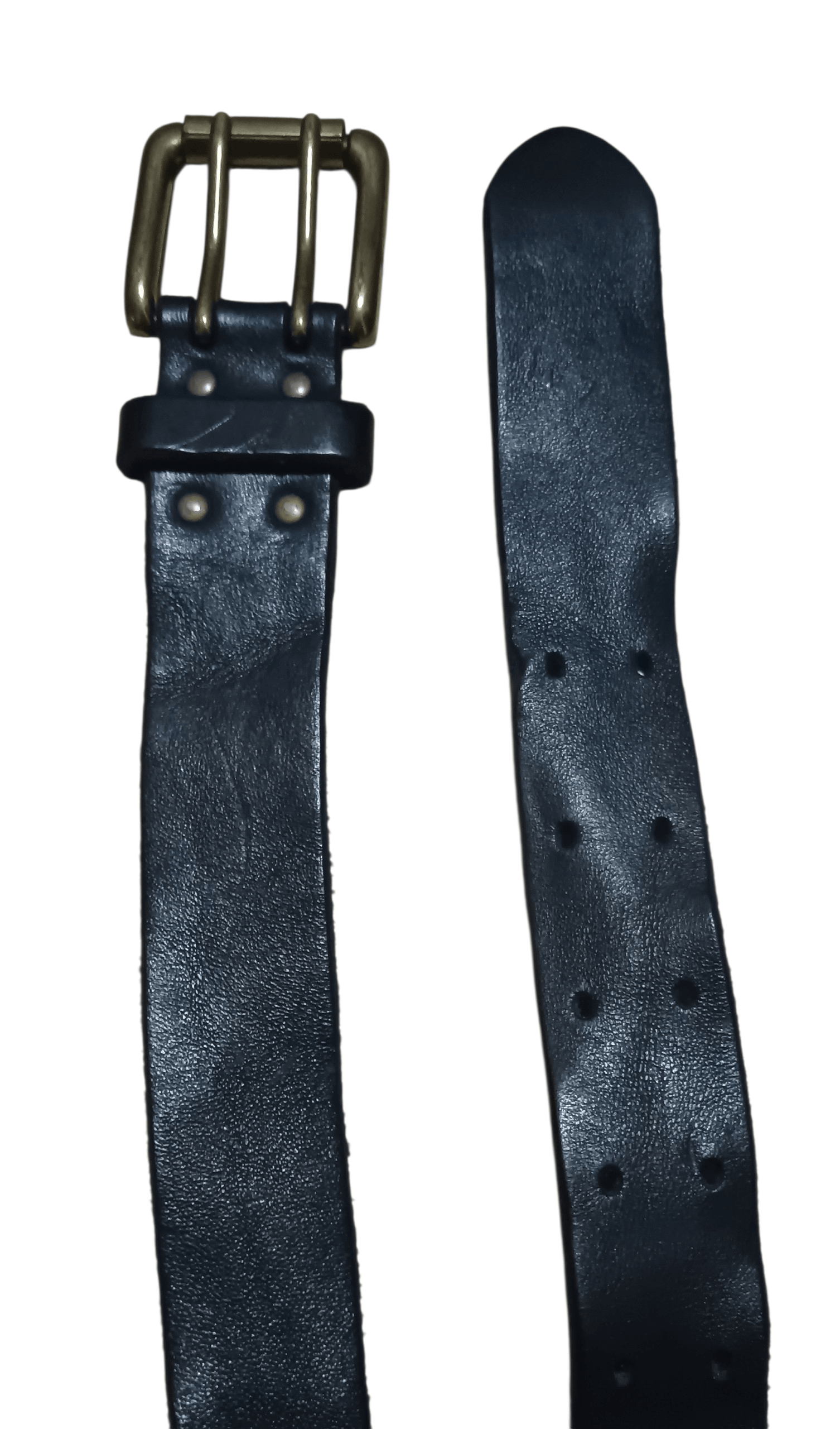 Genuine Leather VINTAGE LEATHER BELT WITH BRASS BUCKLE Size 36 - 2 Thumbnail