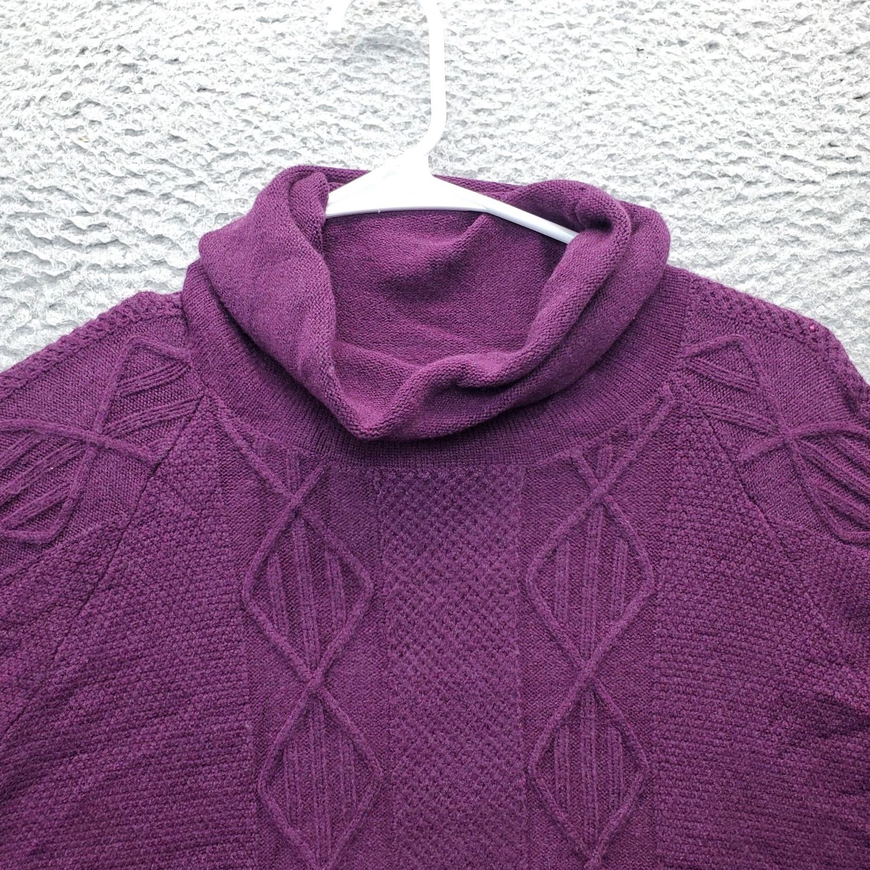 Vintage Magellan Magellan Outdoors Classic Sweater Womens XS Purple Cable Knit Turtleneck Slit Womens Size XS Purple Cable-Knit Pullover Knit Sweatery? Size XS / US 0-2 / IT 36-38 - 5 Thumbnail