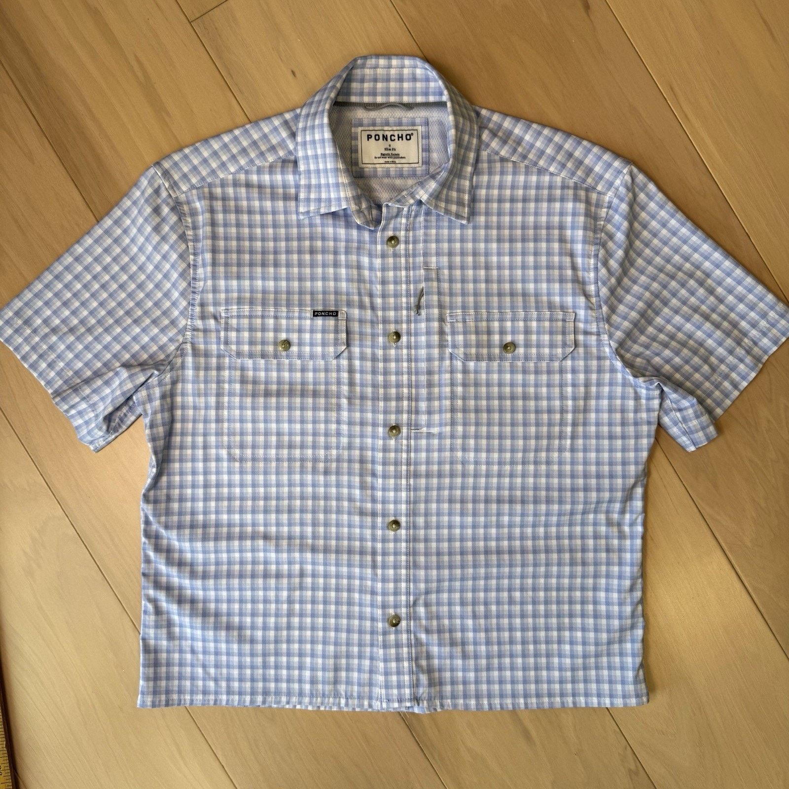 Other Poncho Shirt Small Blue Nylon Short Sleeve Button Up Summer Size US S / EU 44-46 / 1 - 3 Thumbnail