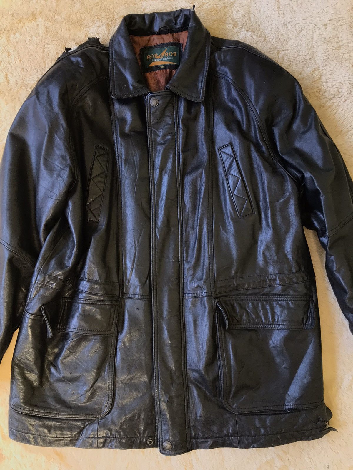 Leather × Vintage Rob & Bob Vintage Leather Jacket Size US XL / EU 56 / 4 - 2 Thumbnail