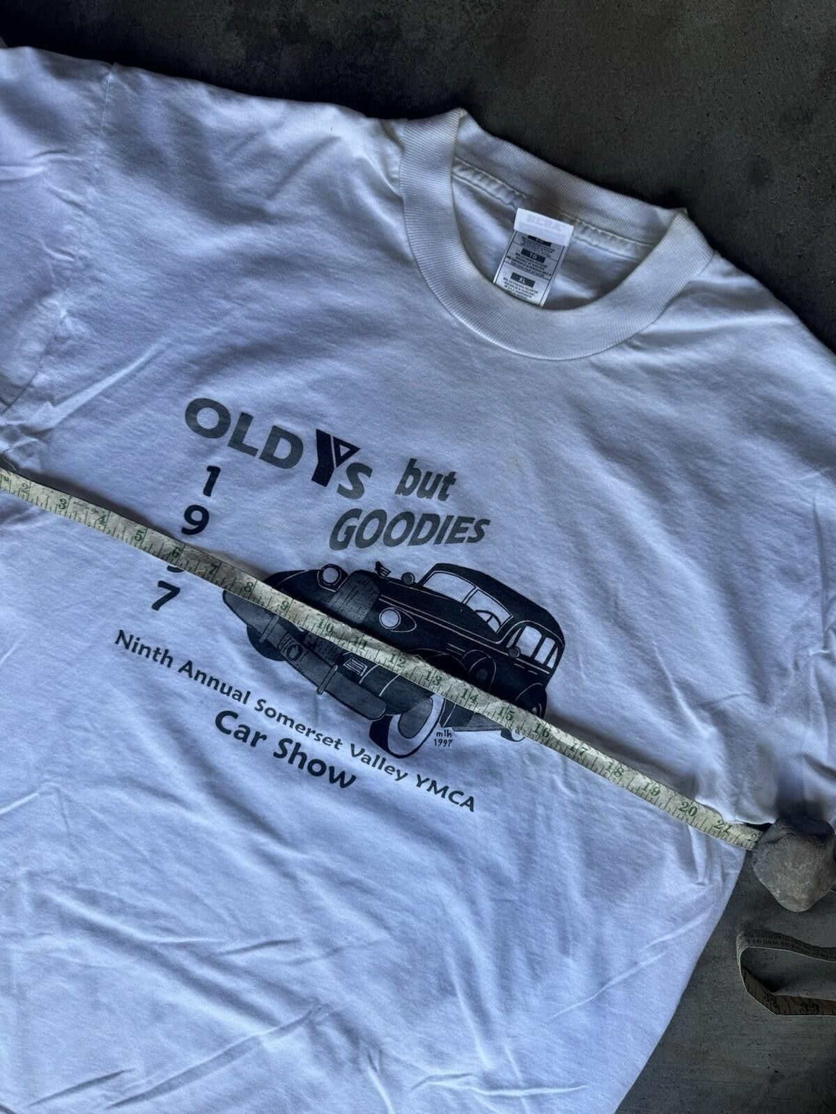 Fruit Of The Loom Vintage 90s YMCA Car Show T-Shirt 1997 XL White Hot Rod 97 Size US XL / EU 56 / 4 - 4 Thumbnail
