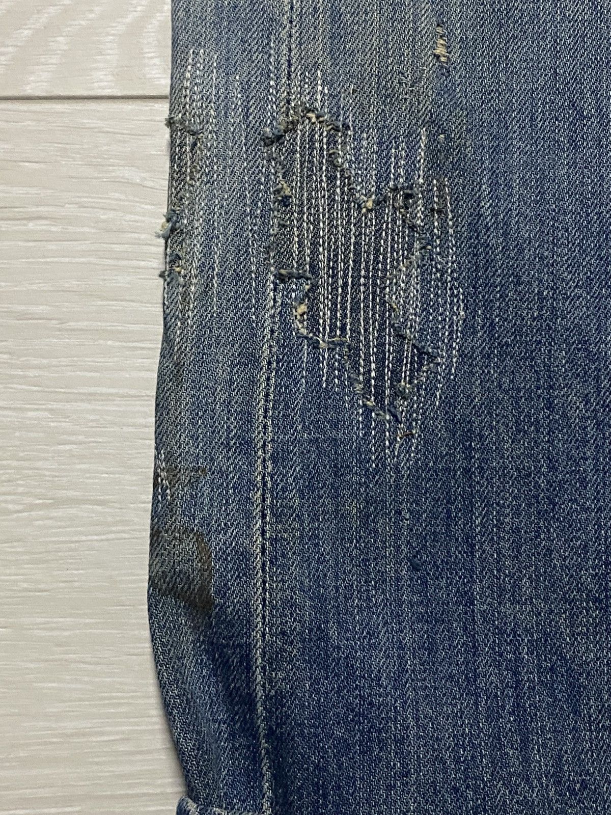 Evisu Crazy Vintage Evis 90s Heavy repaired Distressed Baggy Jeans Size US 33 - 19 Thumbnail