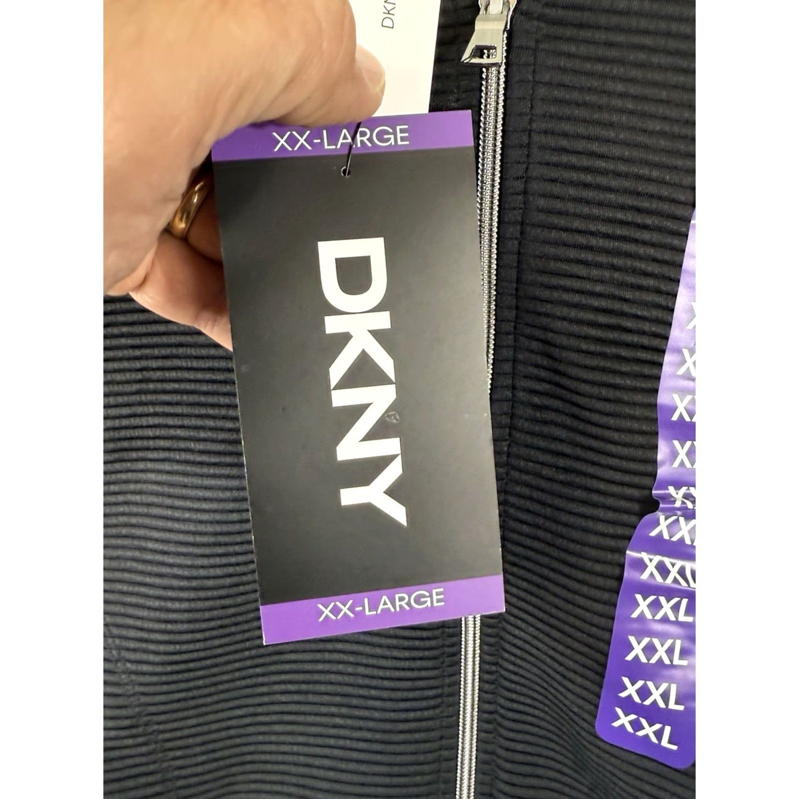 DKNY DKNY Ottoman Full-Zip Hoodie Womens 2XL Black Ribbed Stretch Pockets NWT Size XXL / US 16-18 / IT 52-54 - 6 Thumbnail