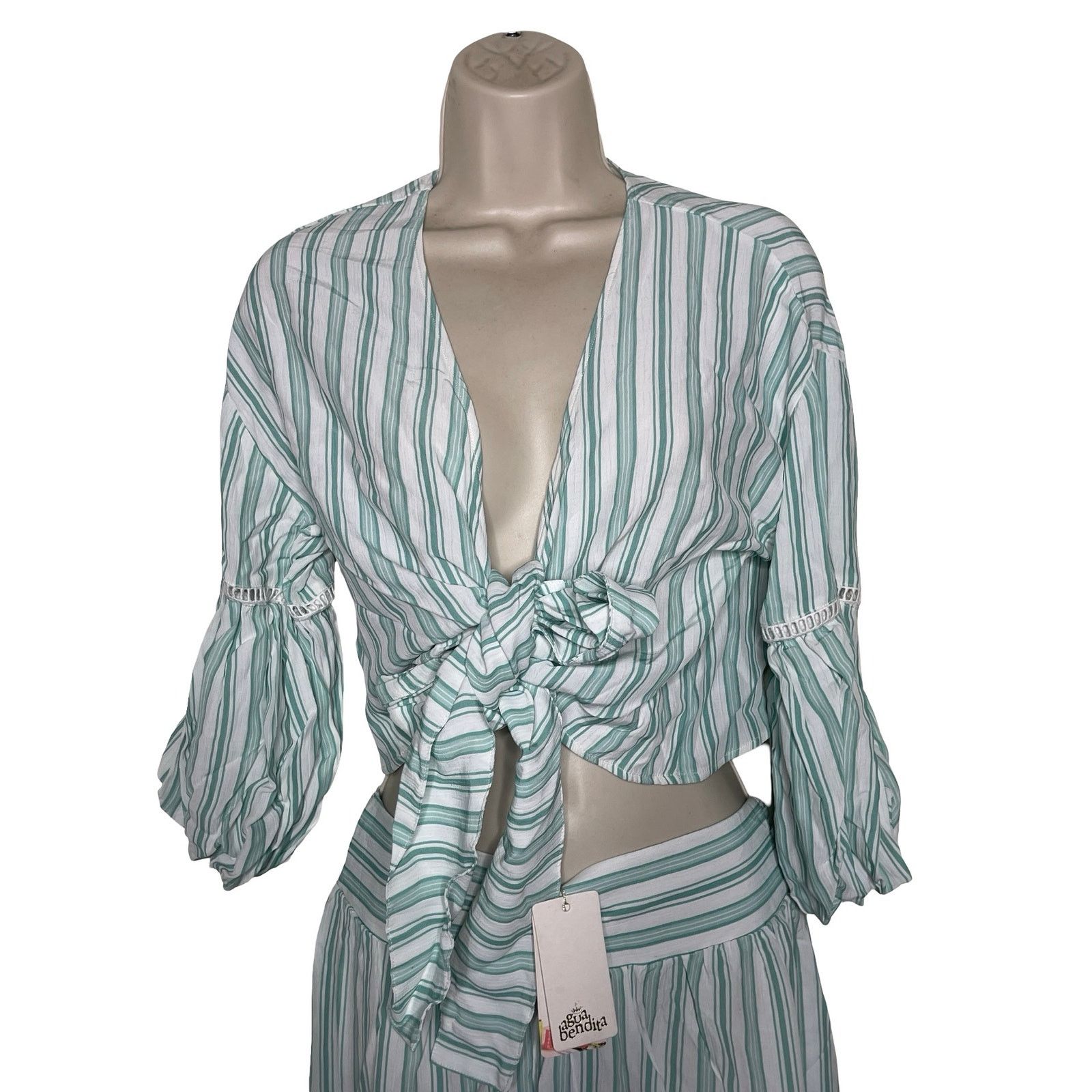 AGUA by Agua Bendita AGUA BENDITA Amaia Maxi Skirt and Top set Blue Stripe Pool Size 26" / US 2 / IT 38 - 3 Thumbnail