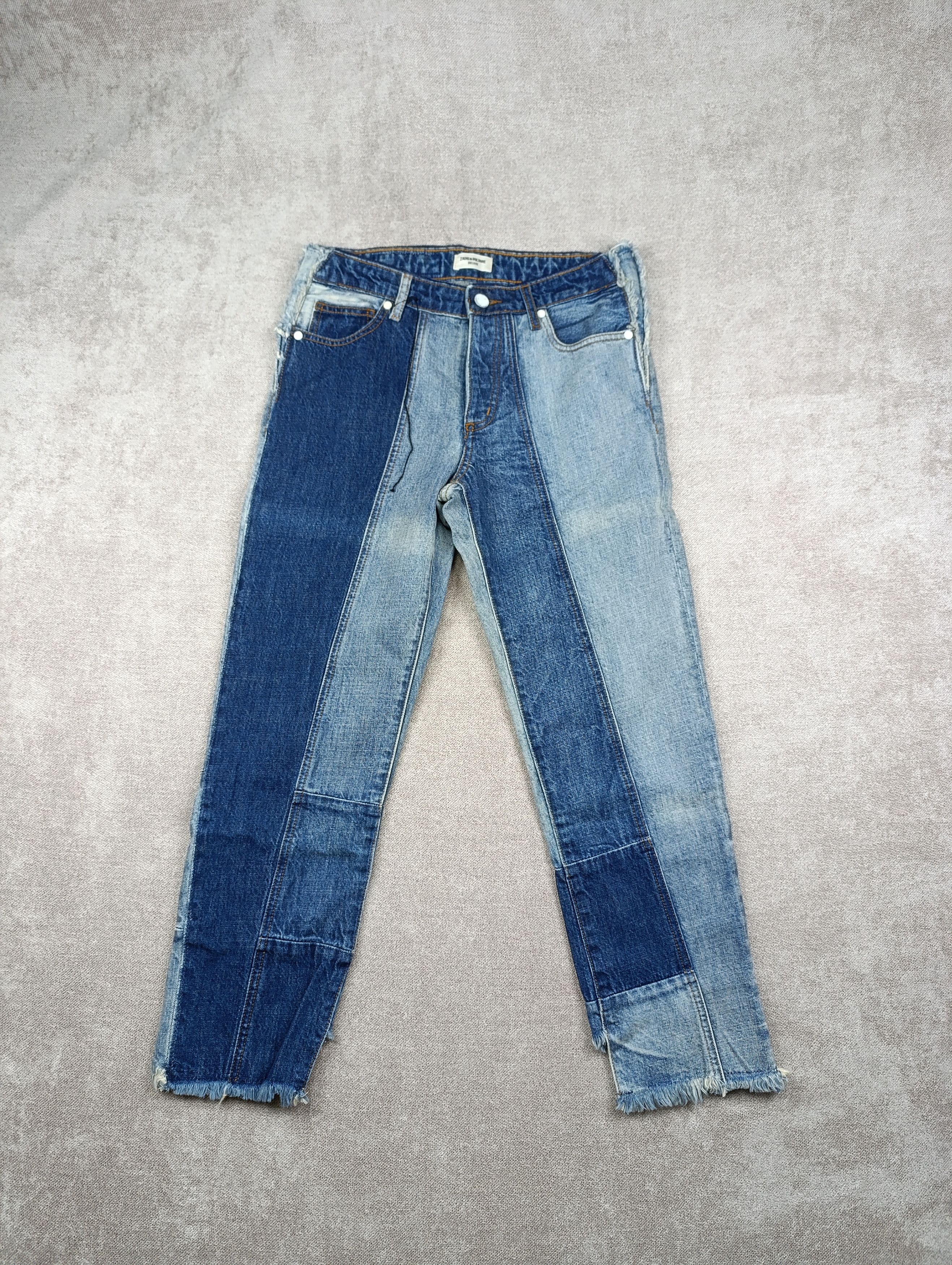 ZADIG VOLTAIRE DELUXE BOYFIX PATCHWORK BOYFRIEND JEANS BLUE
