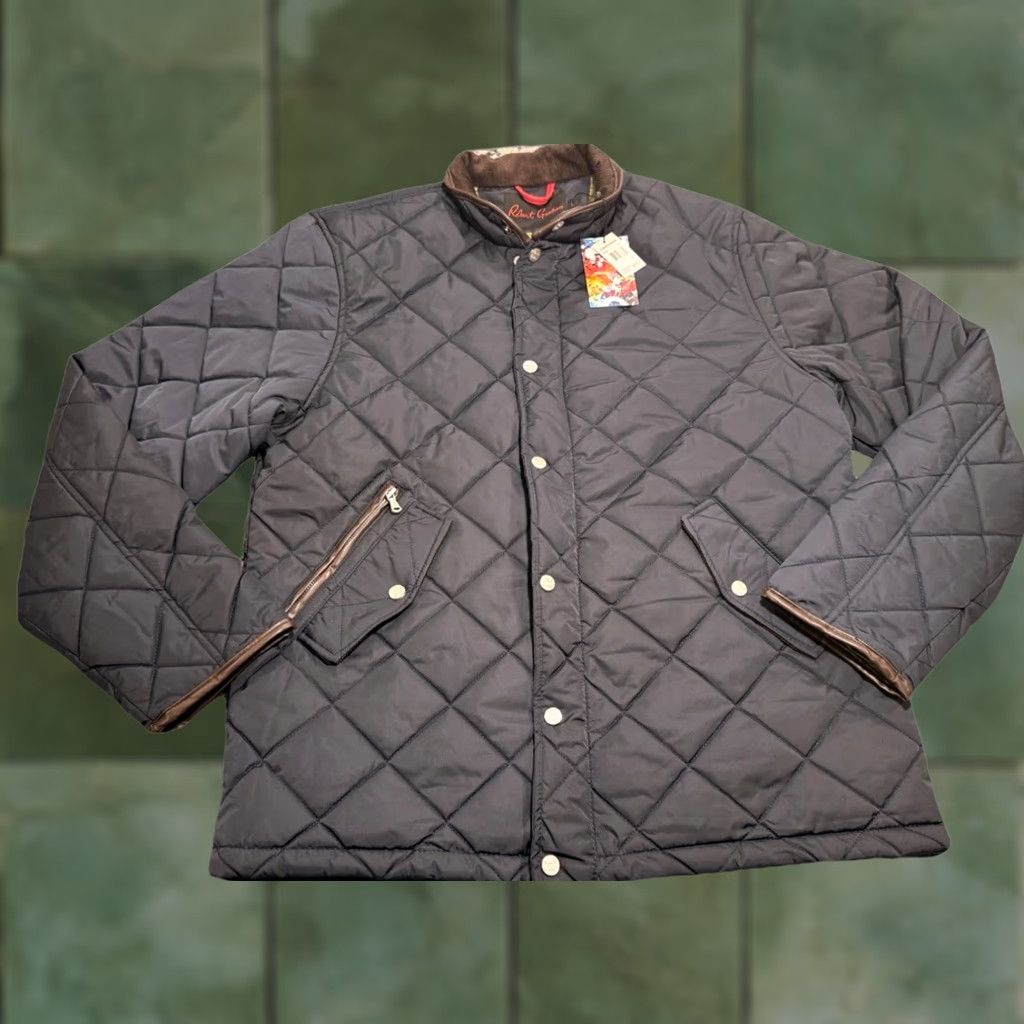 Robert Graham VINTAGE? No. Robert Graham Quilted Field Jacket Navy Blue L Water Repellent NWT Size US L / EU 52-54 / 3 - 1 Thumbnail