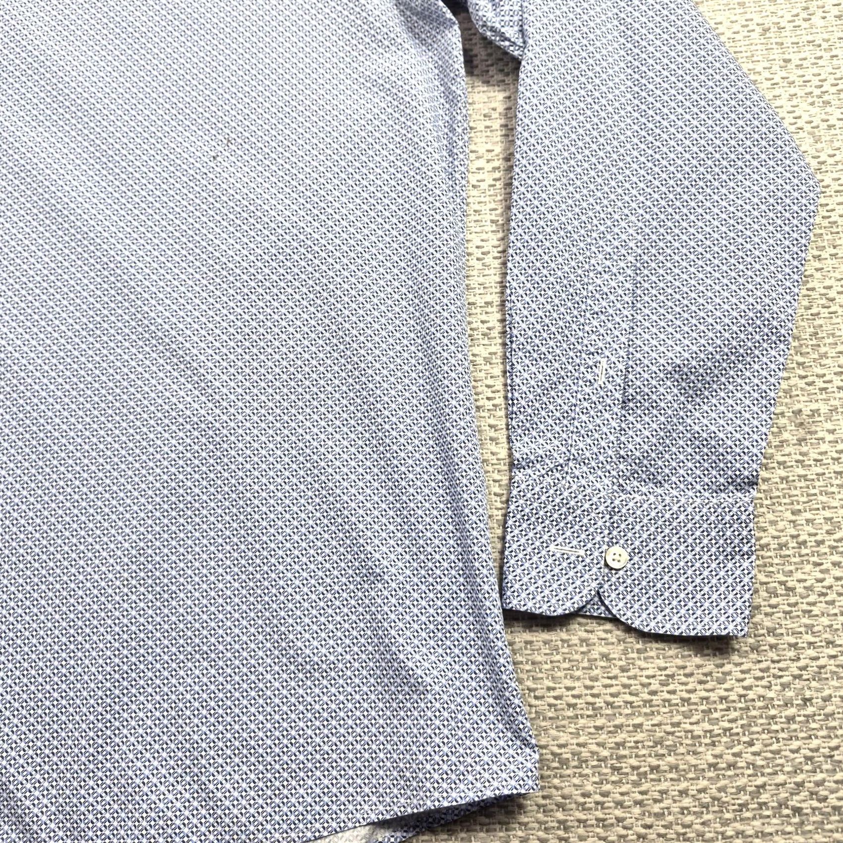Ermenegildo Zegna VINTAGE Ermenegildo Zegna Button Up Shirt Mens 2XL Blue Geometric Dress Long Sleeve Size 48R - 2 Thumbnail