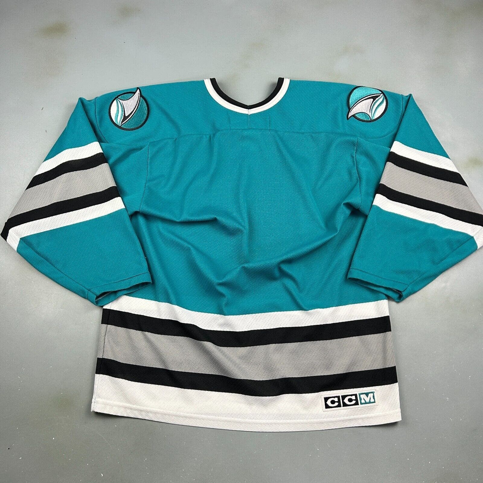 Ccm VINTAGE 90s | San Jose Sharks CCM Maska Hockey Jersey sz M Size US M / EU 48-50 / 2 - 6 Thumbnail