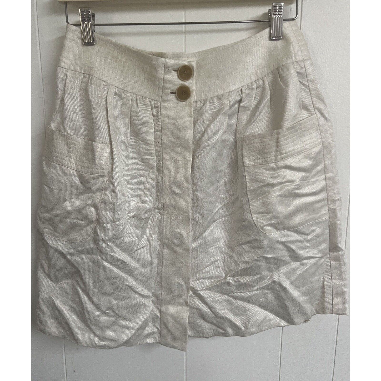 J.Crew J Crew Womens Button Linen Blend Short Mini Skirt Size 6 Size 28" / US 6 / IT 42 - 1 Thumbnail