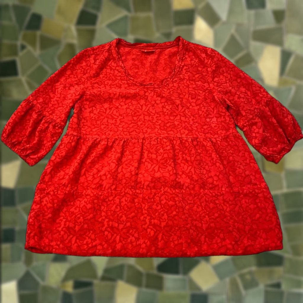 Vintage VINTAGE Tianello Women's Blouse Tunic Medium Red Tencel 3/4 Sleeve Casual Fall Spring Summer Size M / US 6-8 / IT 42-44 - 1 Thumbnail
