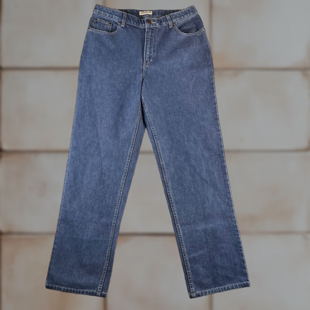 Eddie Bauer VINTAGE Eddie Bauer Jeans Womens 12 (32x30.5) Blue Straight 90s Y2K Womens Jeans Size 34" / US 12 / IT 48 - 1 Thumbnail