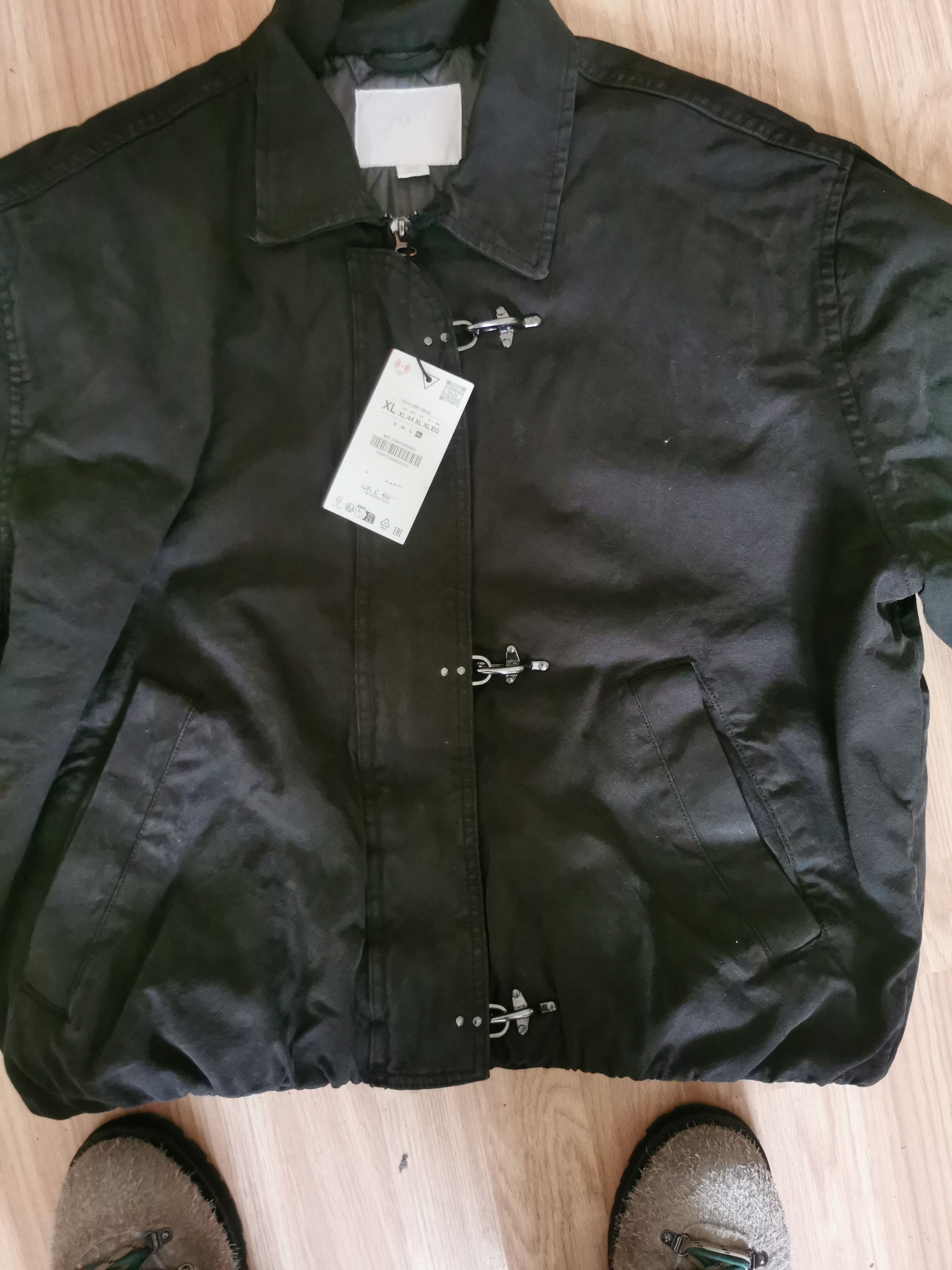 Zara Zara black clasp cropped fireman jacket Size US XL / EU 56 / 4 - 14 Thumbnail